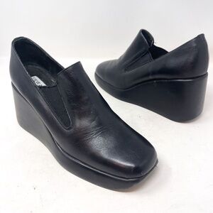 Steve Madden 90s Platforms Black Chunky Heels Shoes genuine leather size 10 Y2K